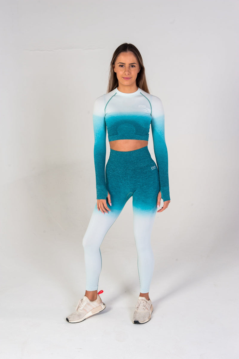 Virtue Seamless Long Sleeve Crop Top - Ombre Blue – Ethos Athleisure