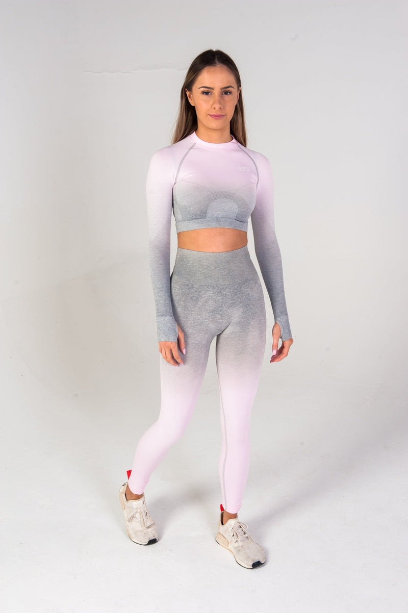 Virtue Seamless Long Sleeve Crop Top - Ombre Pink